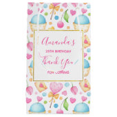 Petit Sac Cadeau Merci Motif d'aquarelle Coeurs et Cupcakes (Devant)