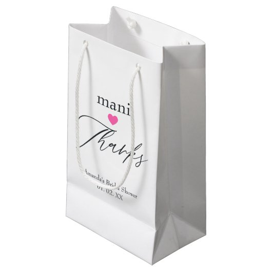 Petit Sac Cadeau Merci pour la manucure rose (Devant Angle)