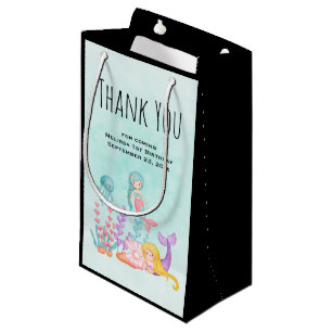 Petit Sac Cadeau Mermaids et méduses sous le Merci marin