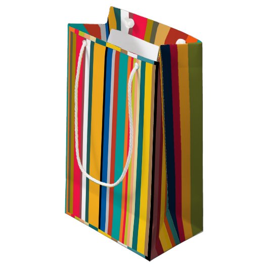 Petit Sac Cadeau Mid-Century Modern Stripes (Devant Angle)