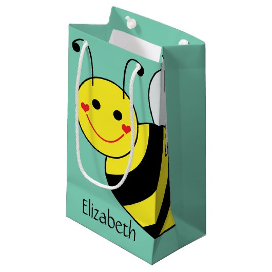 Petit Sac Cadeau Mignon gaffez l'abeille personnalisée (Devant Angle)