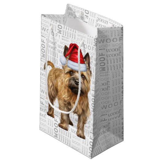 Petit Sac Cadeau Mignonne Cairn Noël Chien vacances Woof Word Art (Devant Angle)