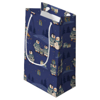 Petit Sac Cadeau Mignonne famille de manchots en pull | Scènes de N