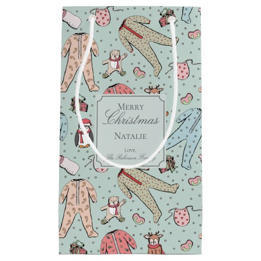 Petit Sac Cadeau Mignonne Mint Green Baby Girl Christmas Custom (Devant)