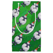Petit Sac Cadeau Mignonne mouton à Santa Chapeau sur vert (Devant)