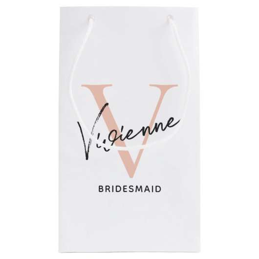 Petit Sac Cadeau Mini-Script Moderne De Bridesmaid Rose (Dos)
