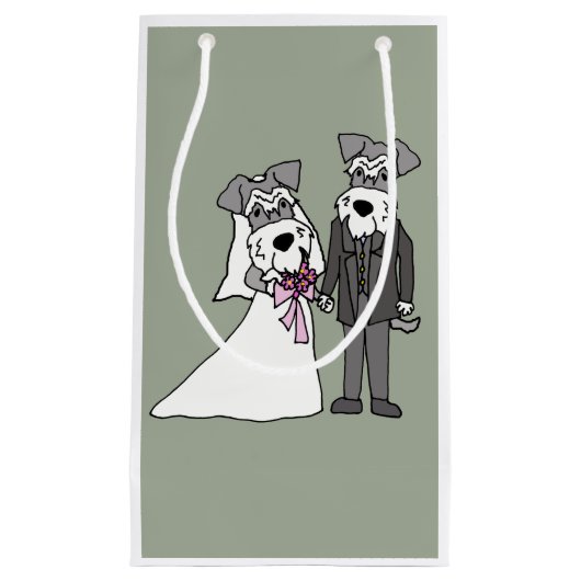 Petit Sac Cadeau Miniature Schnauzer Chien Bride et Mariage de cham (Devant)