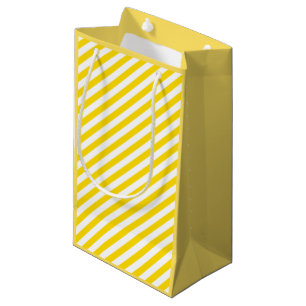 Petit Sac Cadeau Modèle chic rayé blanc jaune élégant moderne