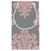 Petit Sac Cadeau Modèle Damas rose et gris (Dos)