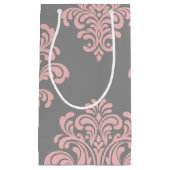 Petit Sac Cadeau Modèle Damas rose et gris (Devant)