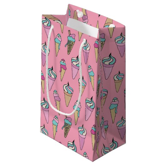 Petit Sac Cadeau Modèle de cône de glace rose (Devant Angle)