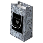 Petit Sac Cadeau Modèle de Damas florale gris (Dos Angle)