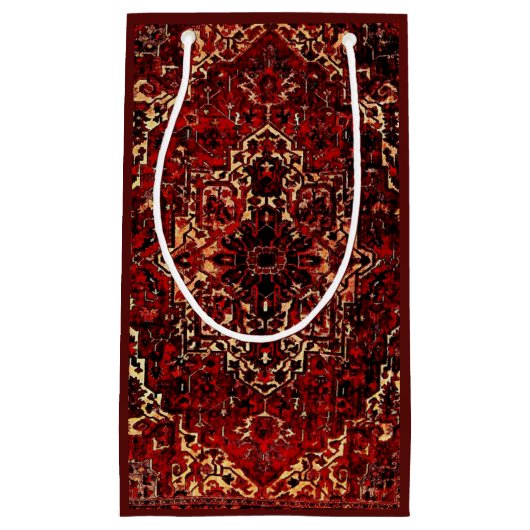 Petit Sac Cadeau Modèle de tapis oriental en rouge foncé (Devant)