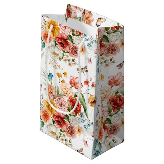 Petit Sac Cadeau Modèle floral du jardin (Devant Angle)