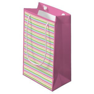 Petit Sac Cadeau Modèle rose bleu vert jaune pourpre rayures