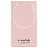 Petit Sac Cadeau Modern Blush Pink Monogram Design (Dos)