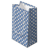 Petit Sac Cadeau Modern Evil Eye Pattern Blue & Gold Protection (Devant Angle)