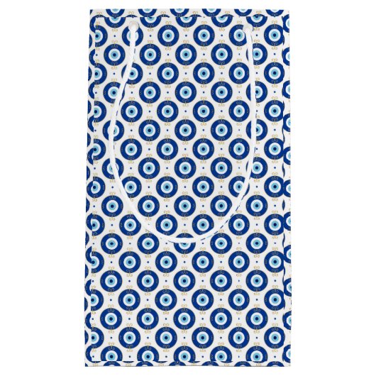 Petit Sac Cadeau Modern Evil Eye Pattern Blue & Gold Protection (Devant)