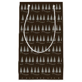 Petit Sac Cadeau Modern Merry Christmas Houndstooth Dark Chocolate (Devant)