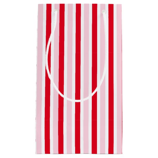 Petit Sac Cadeau Modern Pink Red Striped Christmas (Devant)