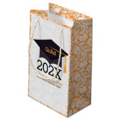 Petit Sac Cadeau Moderne Blanc Noir & Orange Graduation 2016 Design (Dos Angle)