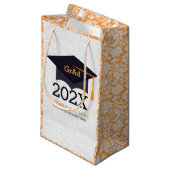 Petit Sac Cadeau Moderne Blanc Noir & Orange Graduation 2016 Design (Devant Angle)