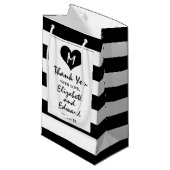 Petit Sac Cadeau Moderne Chic Mariage noir et blanc (Devant Angle)