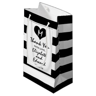 Petit Sac Cadeau Moderne Chic Mariage noir et blanc