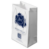 Petit Sac Cadeau Moderne Chic Monogramme Marine & Blanc QR Code Ent (Dos Angle)