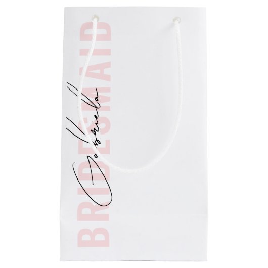 Petit Sac Cadeau Moderne écriture manuscrite élégante rose demoisel (Devant)