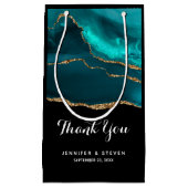 Petit Sac Cadeau Moderne et élégant Turquoise Agate & Merci en ruba (Devant)