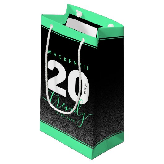 Petit Sac Cadeau Moderne Mint Green 20 et tendance (Devant Angle)