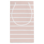 Petit Sac Cadeau Moderne rose et blanc rayures élégant chic (Dos)