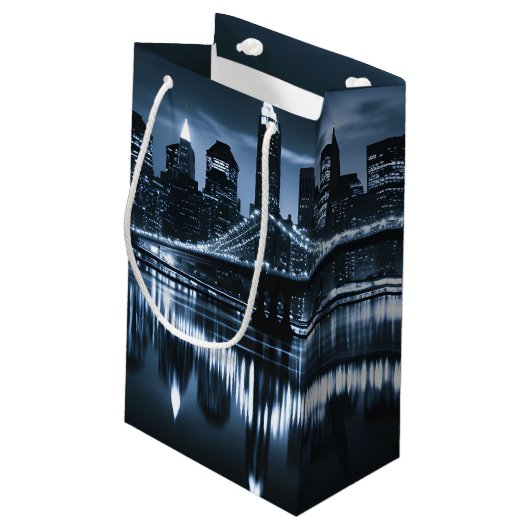 Petit Sac Cadeau Monochrome New York Skyline (Dos Angle)