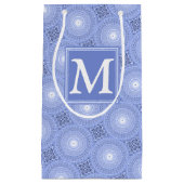 Petit Sac Cadeau Monogramme bleu cercles motif (Devant)