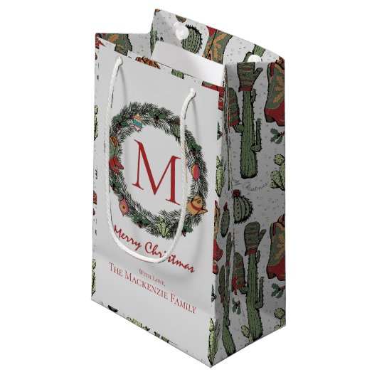 Petit Sac Cadeau Monogramme de Noël du pays (Devant Angle)