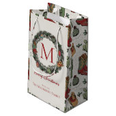 Petit Sac Cadeau Monogramme de Noël du pays (Dos Angle)