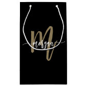 Petit Sac Cadeau Monogramme Design moderne Black Gold (Dos)