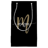 Petit Sac Cadeau Monogramme Design moderne Black Gold (Devant)