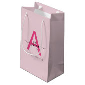 Petit Sac Cadeau Monogramme élégant rose chaud moderne (Dos Angle)