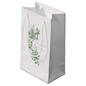 Petit Sac Cadeau Monogramme Eucalyptus rose pâle Mariage Bienvenue (Dos Angle)