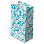 Petit Sac Cadeau Monogramme Floral Turquoise Moderne Avec Nom (Dos Angle)