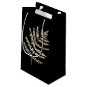 Petit Sac Cadeau Monogramme Foliage Mariage Noir Bienvenue (Dos Angle)