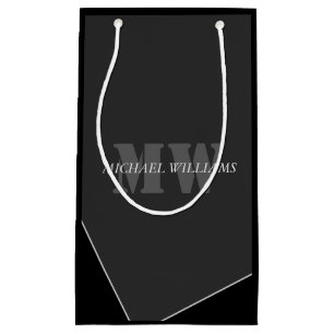 Petit Sac Cadeau Monogramme gris noir artistique moderne