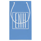 Petit Sac Cadeau Monogramme Initiales 3 Moderne Gras | Bleu Clair (Dos)