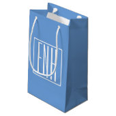Petit Sac Cadeau Monogramme Initiales 3 Moderne Gras | Bleu Clair (Dos Angle)