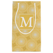 Petit Sac Cadeau Monogramme jaune cercles motif (Devant)