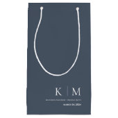 Petit Sac Cadeau Monogramme-Mariage bleu et blanc- (Devant)