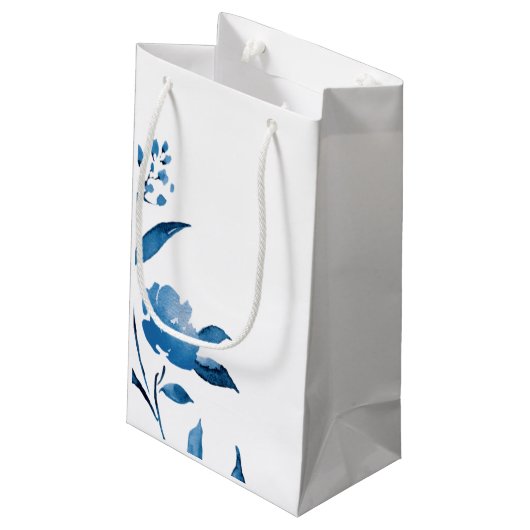 Petit Sac Cadeau Monogramme Mariage floral bleu (Dos Angle)