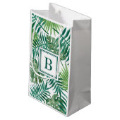 Petit Sac Cadeau Monogramme moderne Vert Palm Feuille (Dos Angle)